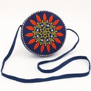 Vibrant Blue and Orange Floral Crossbody Bag